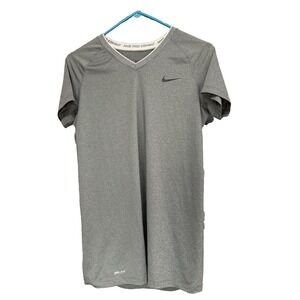 Nike Pro Combat Shirt Men Size L Gray Short Sleeve Work Out Performance‎ Fitted